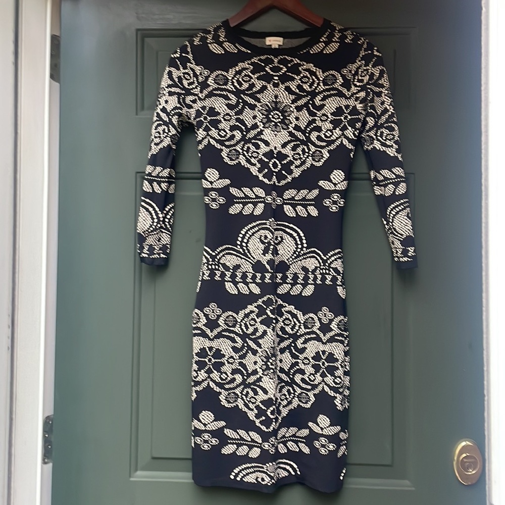 Black 3/4 sleeve sweater mini dress